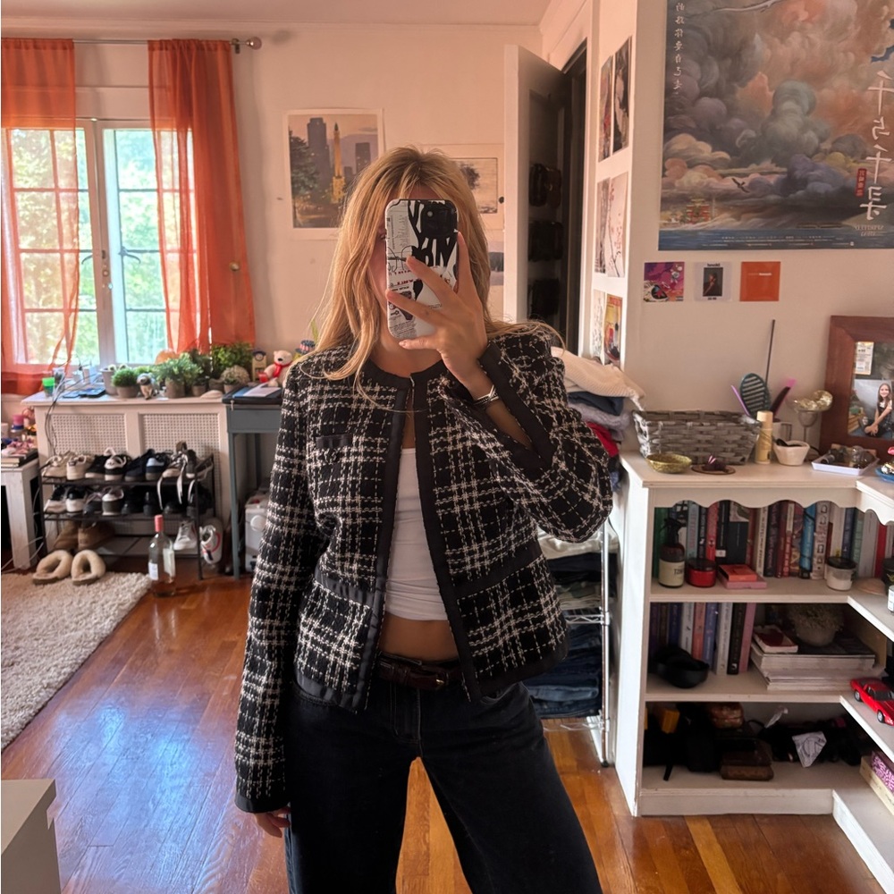 Esley Black and White Checkered Blazer